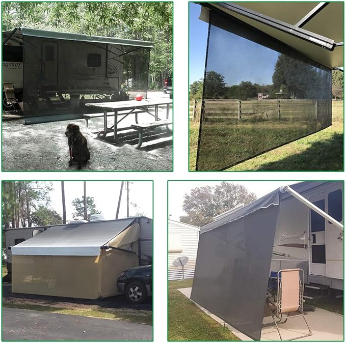 Tentproinc RV Awning Sunshade Screen 7' X 18' 3''(Fit for 19 ft Awning) Mesh Sun Shade for Motorhome Camping Trailer Awning Sunscreen Block UV Glare Sunblocker - 3 Year Warranty (Navy Blue)