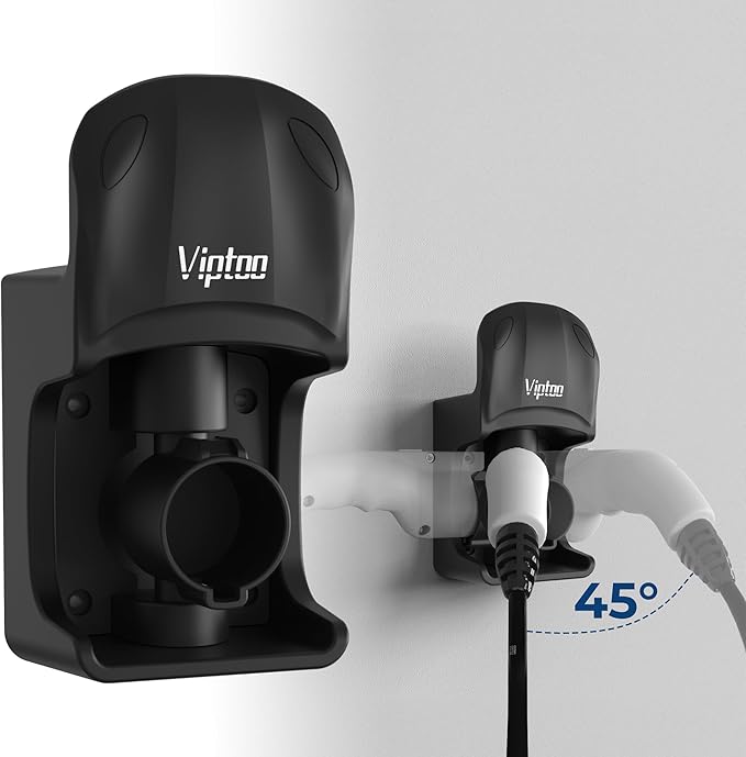 EV Charger Holder Wall Mount - SAE J1772 Holder with 5-Level Adjustable Rotation (0°-180°), EV Charger Control Holder & Cable Organizer for All J1772 EVS