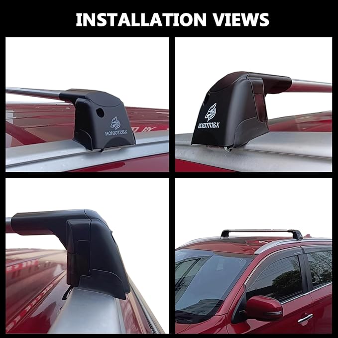 ROKIOTOEX Roof Rack Crossbars - Fit 2016-2021 Lexus LX Flush Side Rail - Panoramic Sunroof - 220LBs Load Bar- Metal Locking Cap - Easy Install & Adjusting - Wind Noise Reduction Strip - Silver Coyote