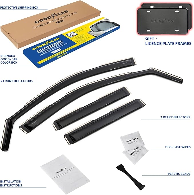 Goodyear Shatterproof in-Channel Window Deflectors for Trucks GMC Sierra 1500 2019-2026 Double Cab, Rain Guards, Window Visors, Vent Deflector Truck Accessories,4pcs- GY003416LPv