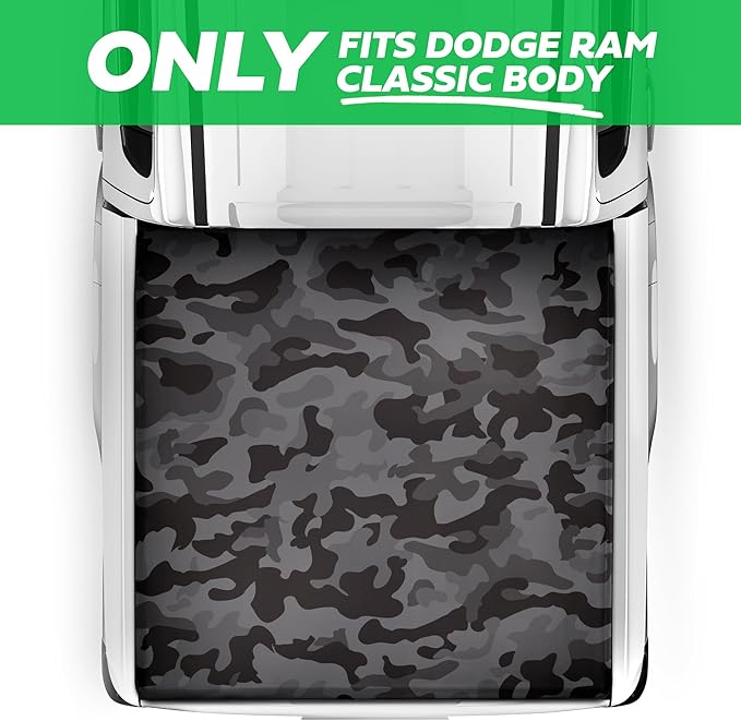 Camo Truck Tonneau Cover for Ram 1500 (2002-2025) Ram 2500 & 3500 (2003-2024) 6.4 ft Bed Length Soft Roll-Up All-Weather Retractable Truck Bed Cover with Camo Graphic (Classic Body Only NO RAMBOX)