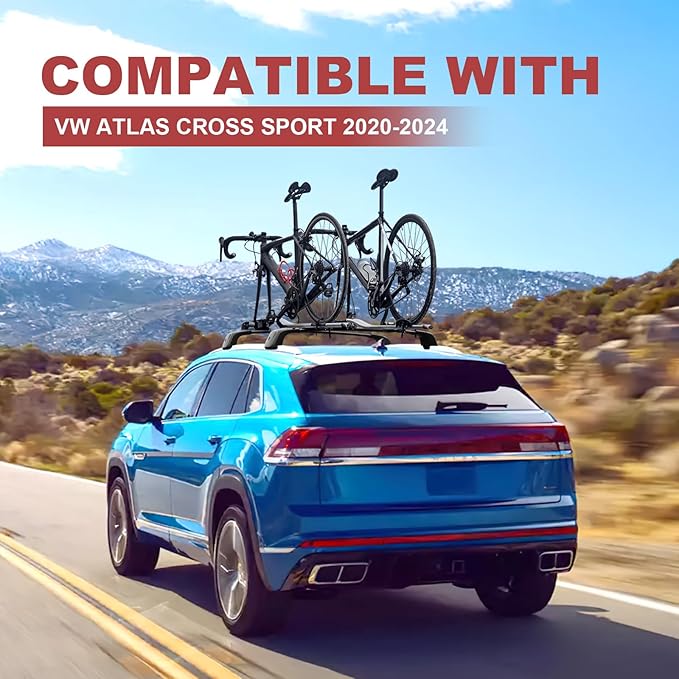 KINGGERI Lockable 260Lbs Roof Rack Cross Bars Compatible with Volkswagen VW Atlas Cross Sport 2020-2026 (with Flush Side Rails), Heavy Duty Aluminum Crossbars All Metal Accessories