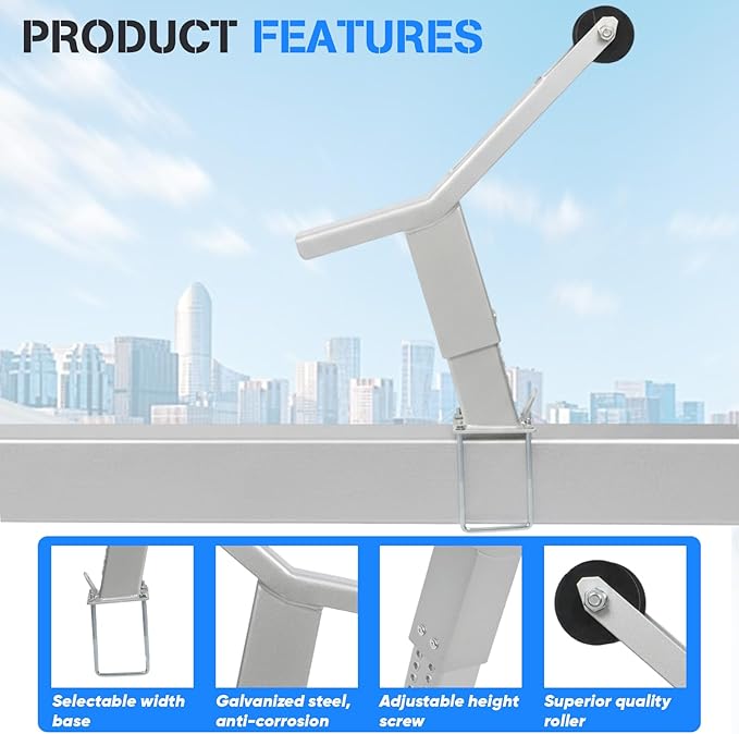 Boat Trailer Winch Post with Roller, Adjustable Winch Mount Stand for 3" W X 4" H Trailer Tongue, Adjustable Height 17.7"-21.7", Galvanized Steel Trailer Winch Stand for Jet Ski,Sailboat,Speedboat