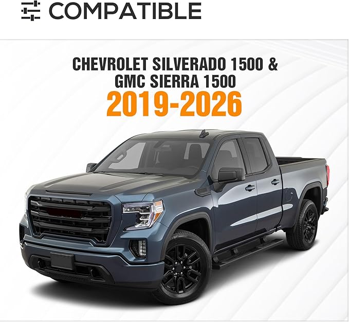 13.8" High Overland Bed Racks Truck Cargo Carrier Compatible with 2019-2026 Silverado 1500 & GMC Sierra 1500 with 2 LED Lights and Bed Rails, Full-Size Truck Rear Ladder Rack Back Cross Bars