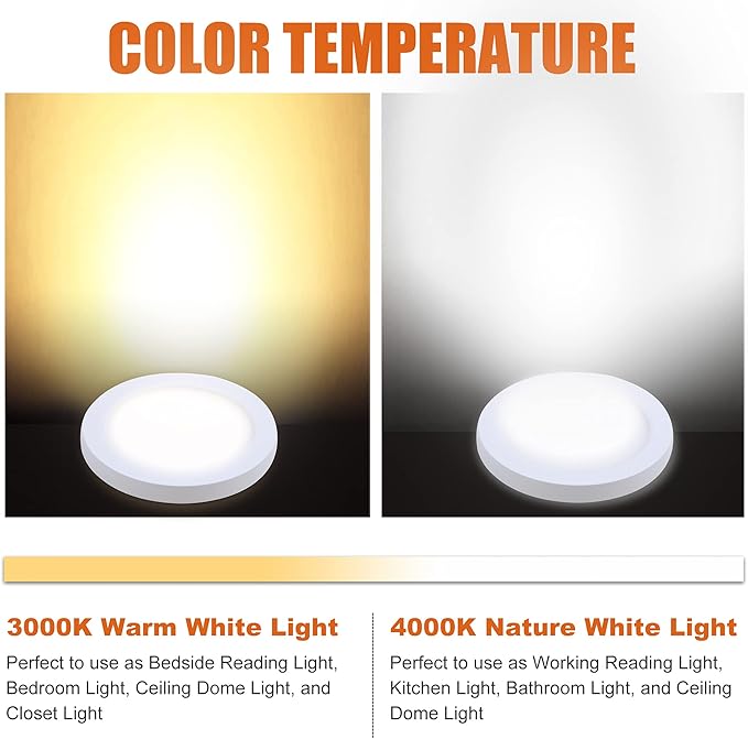 Facon 4.62-Inch 12V LED RV Ceiling Dome Light with Touch Dimmer Switch, 3000K/4000K Adjustable Color Temp, 12Volts Interior Light for RV Motorhome Camper Marine, ETL Listed