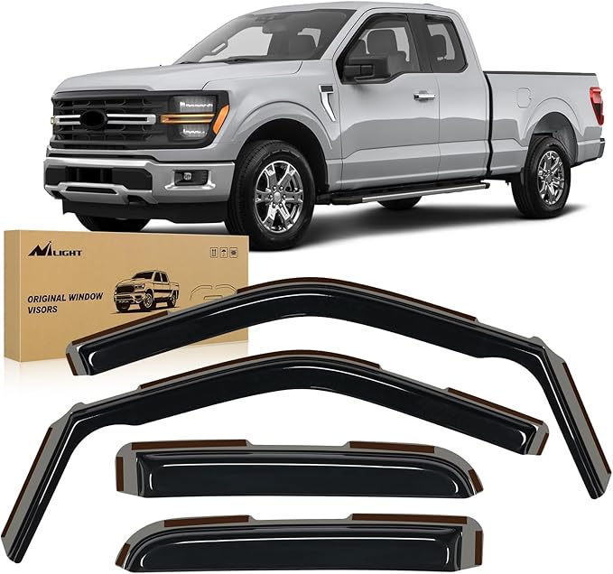 Nilight in-Channel Rain Guards for Ford F150 2021 2022 2023 2024 Super Cab, F250 F350 F450 F550 2023 2024 Super Duty Super Cab,Vent Window Visors, Original Window Deflectors-4PCS