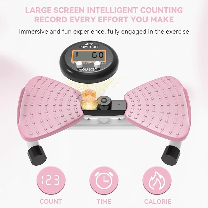 Waist Twister Machine, Adjustable Exercise Twist Board for Women Men, Noiseless Ab Twister for Home Gym Equipment, 330 lbs Capacity | Track Time, Reps, Calories with Digital Display