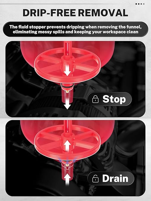 BILITOOLS No-Spill Coolant Funnel Kit - 12PCS Specialized Radiator Coolant Filling Funnel Kit, Radiator Flush Kit Includes 5 Adapters, Extensions, Compatible with Ford GM|Air Bleeding, Drip-Free