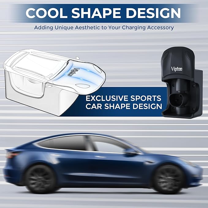 Upgrade Charger Holder Wall Mount for Tesla, Charging Cable Holder with 180° Rotation for Model 3/Y/S/X, Charging Cable Organizer for Tesla, Unique Sports Car Design (DD304)