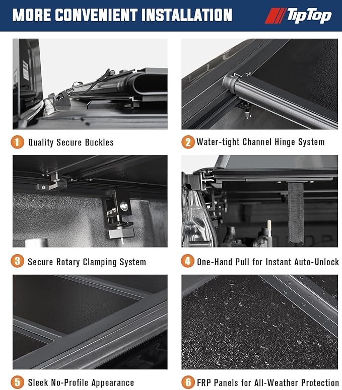 TIPTOP Low Profile Hard Folding Truck Bed Tonneau Cover Fits 2009-2025 Ram 1500 with 5.7 ft Bed (67.4") with RamBox |TLX3|