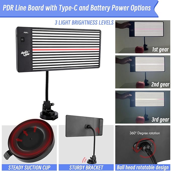 Super PDR Light Board PDR Light Dent Line Board LED PDR Light USB Battery Powered Reflection Light Board Professional Dent Repair Tool Automotive Repair Lighting PDR Reflection Tool Car Body Repair