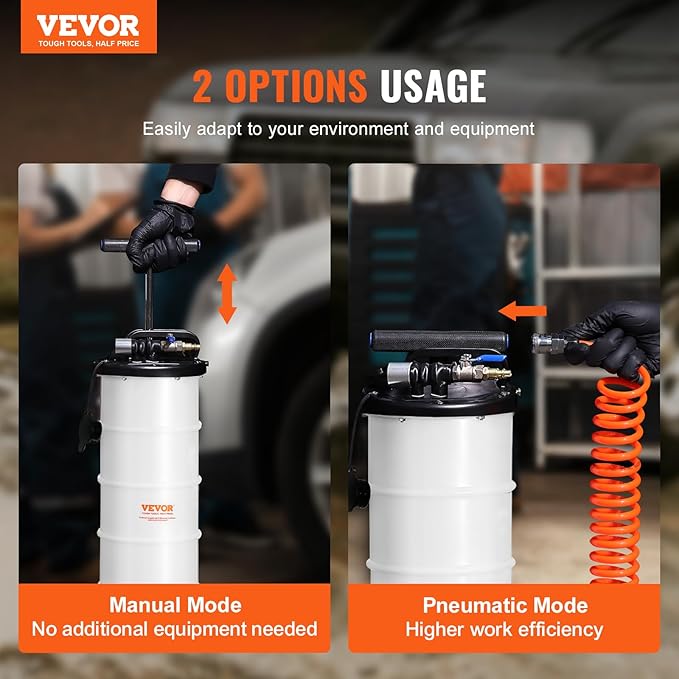 VEVOR 6.5L Pneumatic/Manual Oil Extractor Pump, Fluid Extractor Pump for Automotive Fluids Vacuum Evacuation, Oil Change & Fluid Change Tool with Dipstick and Suction Hose