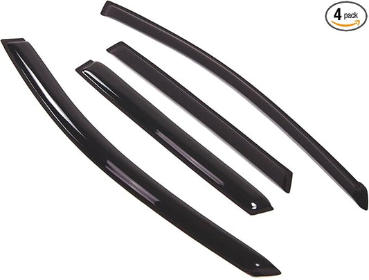 TuningPros Outside Mount Window Vent Visors Rain Guards Compatible with Nissan Rogue 2009-2013 | Side Window Wind Deflectors Rain Shields | Smoke Tinted, 4 Pcs Set, DGWV-353