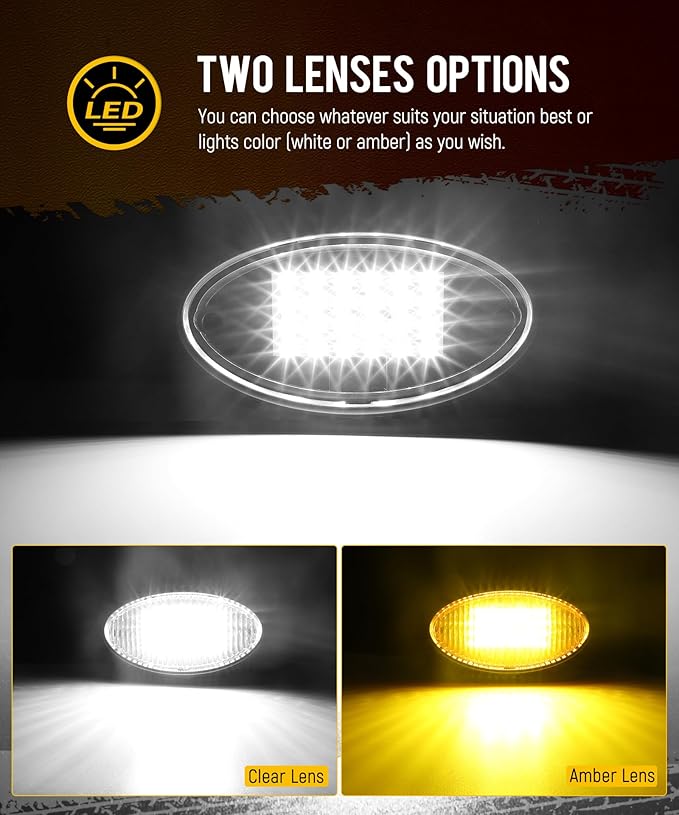 Partsam Oval LED RV Porch Light with Swith, Exterior Utility Light Replacement for Camper Motorhome Trailer, Black Base w/Snap-on, Clear and Amber Lenses Included