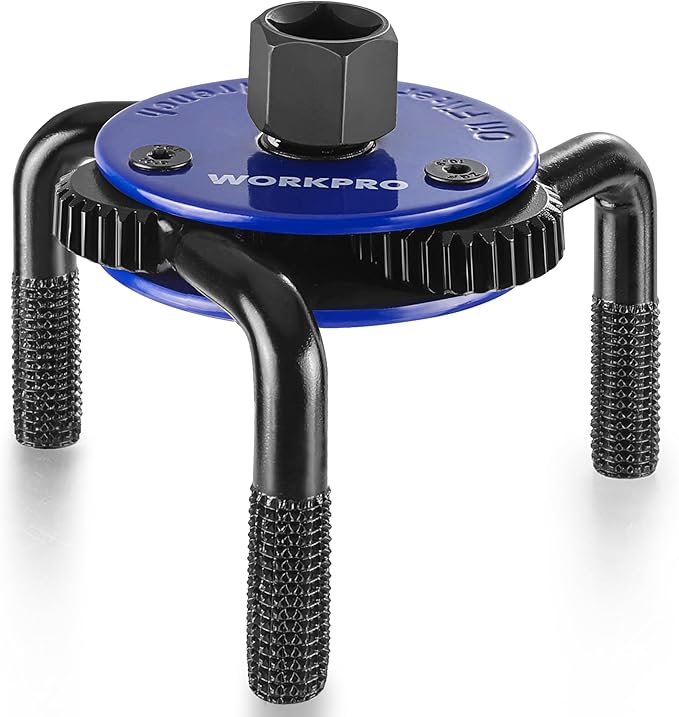 WORKPRO Magnetic Adjustable Oil Filter Wrench, Universal 3-Jaw Removal Tool 3"–5" (76–130mm), Auto Lock Design, Heavy Duty Oil Filter Wrench for Car, Truck, SUV, Motorcycle Oil Changes