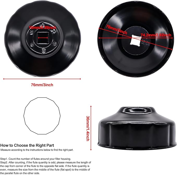 76 mm x 12 flutes Oil Filter Wrench Removal tool Compatible with BMW MOTORCYCLE K100 K75 R1100