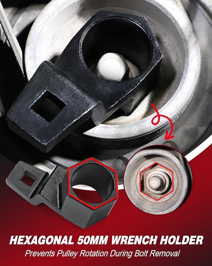 BETOOLL 50mm Crankshaft Crank Pulley Wrench Holder Tool Removal Holding Spanner kit Compatible with Honda and Acura Engines