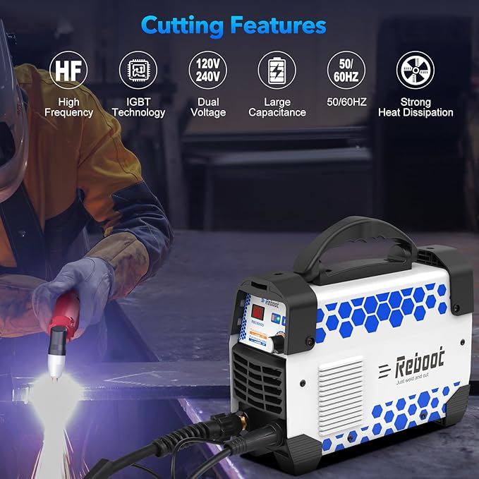Reboot 60A Plasma Cutter Dual Voltage 120V/240V, 1/2" Clean Cut IGBT Inverter, Portable Metal Cutting Machine with Torch & Tips - RBC6000D 2025 Upgraded