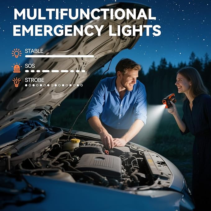 S ZEVZO ET05 Jump Starter 3000A Portable Car Jump Starter Battery Pack (7.2L Gas/ 5.5L Diesel), 51.8Wh 12V Jump Box with USB Ports, LCD Display and 3 Modes Flashlight