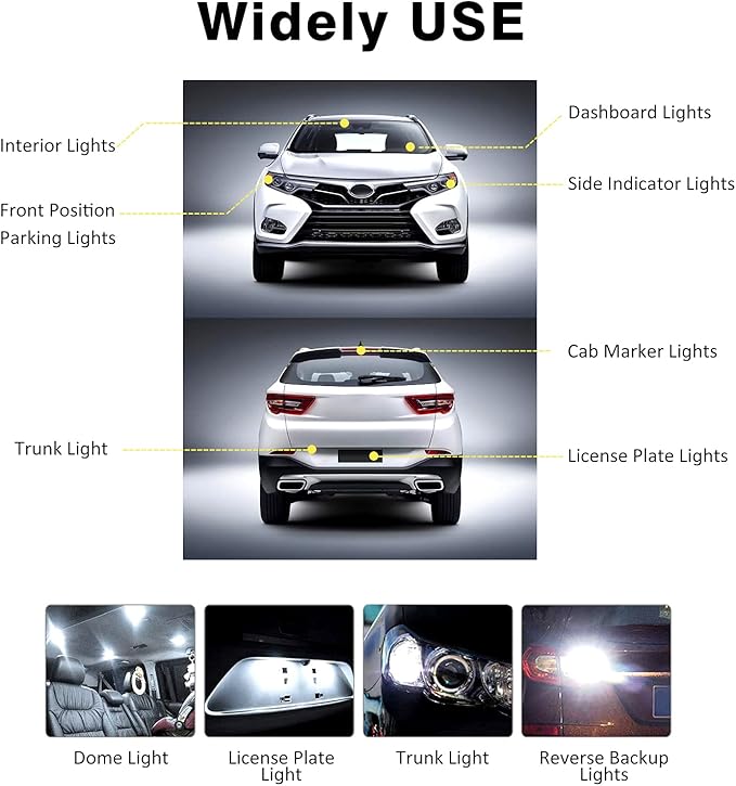 T10 921 194 168 175 LED Bulbs White 20-Packs, Super Bright 3014 42-SMD LED Replacement 12 Volt RV Camper Trailer Boat Trunk Interior Dome Map License Lights, Backup Reverse Lights