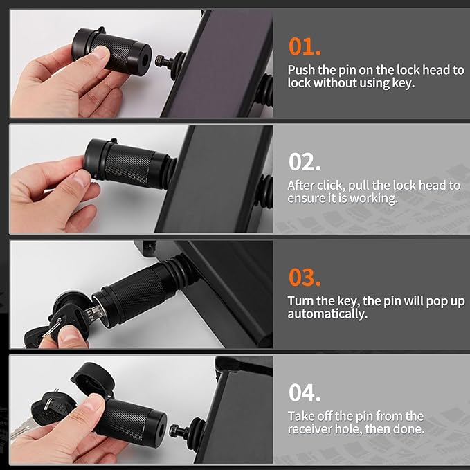 METOWARE Keyed Alike Trailer Lock Set, 5/8" Dia 3-1/2" Long Anti-Theft Trailer Hitch Lock Fits Class III IV Receiver, Dia 1/4" with 3/4" Span Trailer Tongue Lock for Tow Boat RV Truck