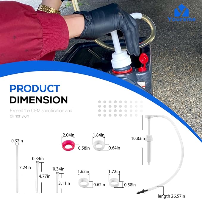 Yoursme Fluid Oil Pump for Gallon Bottles and Wide Mouth Quart Bottles (Don’t fit Standard Quart Bottles) Hand Pump Transfer Gear Oil, Transmission and Differential Fluid, 30cc Per Stroke