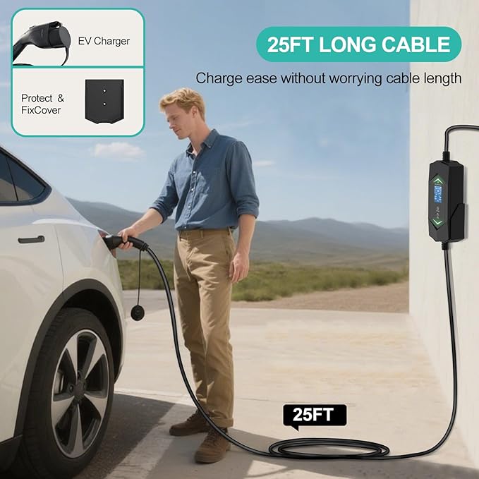 Level 2 EV Charger for SAE J1772,40Amp Fast charging,(Wifi APP/Plug-play),240V NEMA 14-50 Plug,25ft ETL Listed Cable,Adjustable Current 6A-40A,Delay Timer,Portable Ev Charging Station For Home Level 2