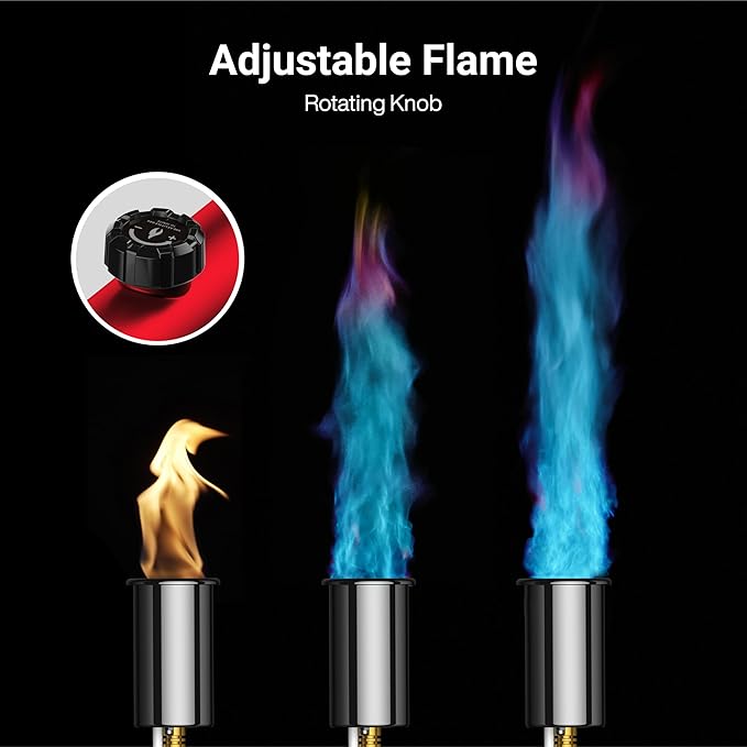 ThermoMaven Propane Torch with One-Touch Max Fire, Cooking Blow Torch Gun with Safety Lock, Charcoal Lighter, Flame Thrower, Gas Welding Kit Kitchen Food Torch Head for Grill, Sous Vide, BBQ, Red