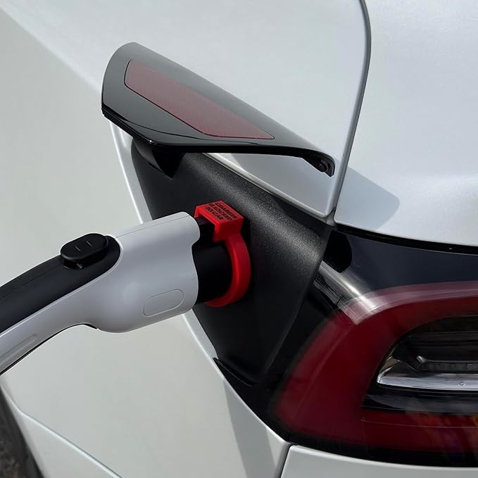 Door Dock for Tesla/J1772 Adapter for Model Y and Charger Locking Ring Bundle 2023-2025 (Red)