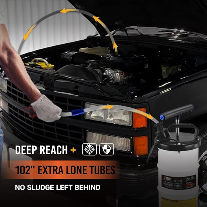 EWK 6.5L Manual Oil Extractor Pump for Oil Change, Fluid Evacuators for Cars, Boats, Jet Skies, Lawnmowers, Quick Oil Drain in 10 Pumps