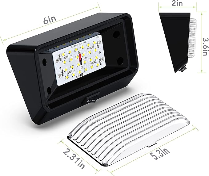 Leisure LED RV Exterior Porch Utility Light with Switch - 12v 280 Lumen Lighting Fixture. Replacement Lighting for RVs, Trailers, Campers, 5th Wheels. Black Base, Clear and Amber Lens (Black, 1-Pack)