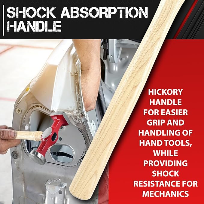 C&T 9 Piece Heavy Auto Body Repair Tool Hammer Dolly Set, Car Body Repair Tool Kit with Carrying Case, Hickory Handles,Fender Repair kit