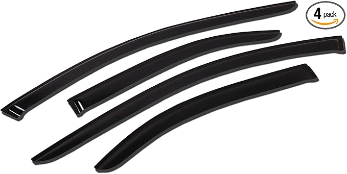 Tuningpros WV-784B Outside Mount Window Visor Deflector Rain Guard Dark Smoke 4-pc Set, Compatible with 2017-2018 Chevrolet Colorado Crew Cab