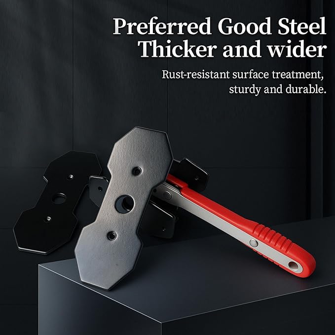 Brake Caliper Compression Tool, Caliper Piston Compressor Tool With Additional 2 pcs Large Steel Plate and 2 Hooks, 360°Adjustable Brake Caliper Tool for Single Twin Quad Piston Calipers (Red)