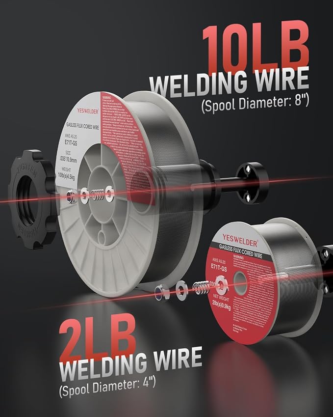 YESWELDER 185A MIG Welder, Flux Core MIG/Gas MIG/Spool Gun MIG/Lift TIG/Stick 5 in 1 Multi-process Aluminum Welding Machine, LED Digital Display Synergic Control 110V/220V Dual Voltage MIG-185DS PRO
