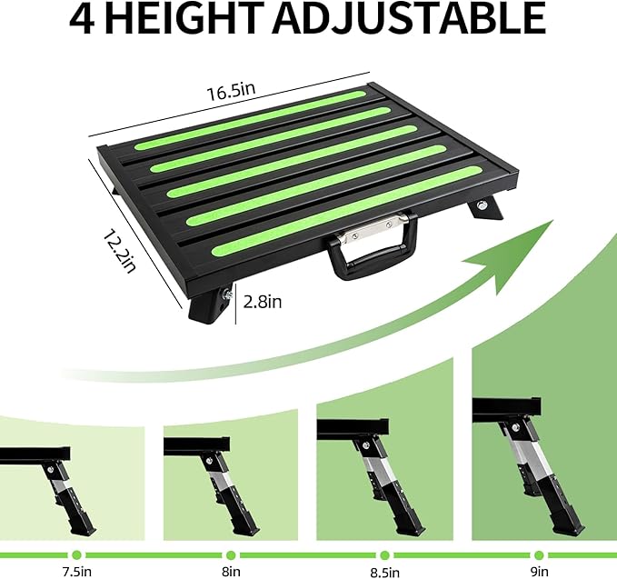 19”×14.5” Foldable Large RV Steps with Glow in The Dark Tapes Adjustable RV Step Aluminum RV Step Supports Up to 1500 lbs