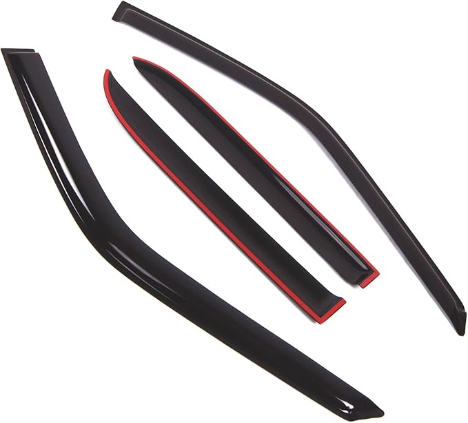 TuningPros Outside Mount Window Vent Visors Rain Guards Compatible with Suzuki Grand Vitara 1999-2005 | Side Window Wind Deflectors Rain Shields | Smoke Tinted, 4 Pcs Set, DGWV-398-2