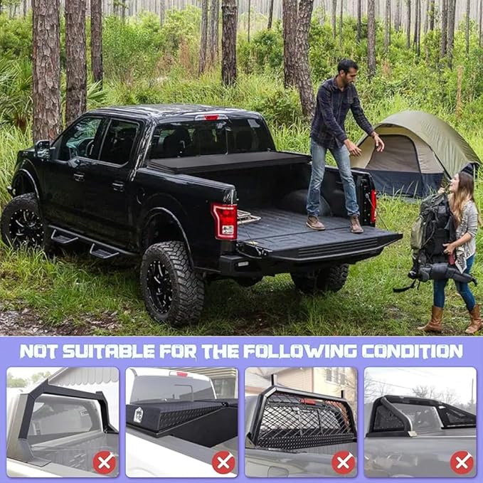 CAREONLINE New Black Hard Tri Fold Style Truck 5 Ft Bed Tonneau Cover W/LED Light Fits for 2015-2024 Che-v-y Colorado（OL-KR1010250321）