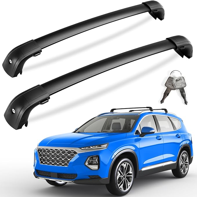 KINGGERI Roof Rack Cross Bars Compatible with 2019-2023 Hyundai Santa Fe & Santa Fe Hybrid, 220lbs Lockable Anti-Theft Aluminum Roof Rails Crossbars Cargo Carrier Bag Black