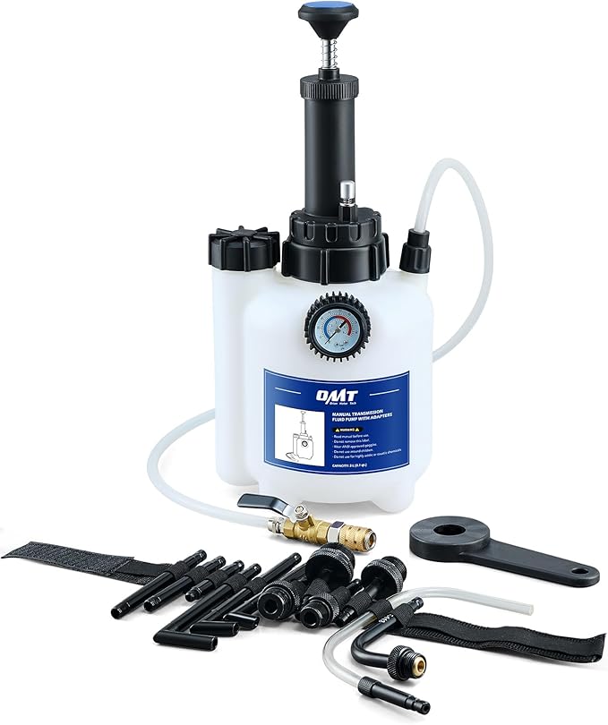 Orion Motor Tech Transmission Fluid Pump, 3L Transmission Filler Pump with 12pc ATF Aluminum Adapters, Manual Transmission Fluid Transfer Pump with Pressure Gauge, Transmission Dispenser Oil Pump Tool