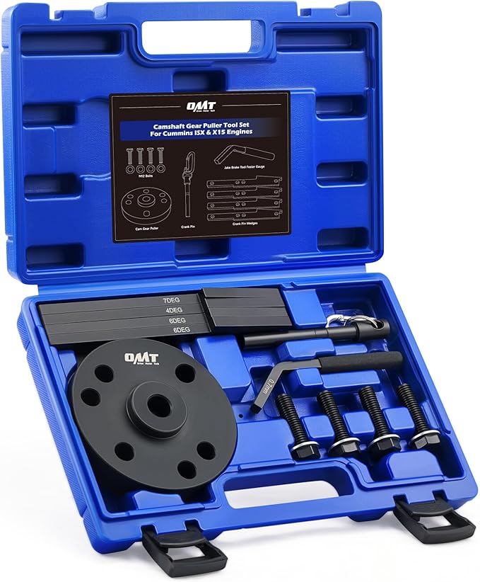 Orion Motor Tech Camshaft Gear Puller Tool Set, 11pc Camshaft Timing Tool Kit Compatible with 2007-2017 Cummins ISX QSX X15 Engines, Camshaft Holding Tool with 3163530 Engine Brake Adjustment Tool
