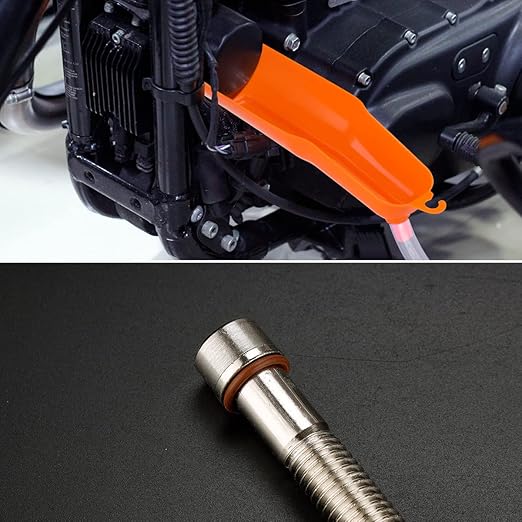 Oil Filter Cap Wrench Oil Change Kit: Crankcase Fill Funnel, Primary Case& Drip-Free Oil Filter Funnel+ 50Pcs Fluorine Rubber O-Ring Primary Drain Plugs fit for Harley Sporster Dyna