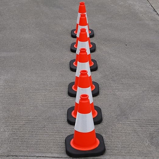 4 Pack 12" Orange PVC Safety Cones with Weighted Black Base – Stackable Traffic Cones for Sports Training, Soccer, Drills, Parking, and Outdoor Activities (Orange, 12 inch -4 Pack)