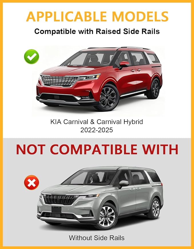 Tuyoung 300lbs Lockable Roof Rack Cross Bars Compatible with 2022-2026 KIA Carnival & Carnival Hybrid with Raised Side Rails, Heavy Duty Anti-Theft Aluminum Roof Crossbars Cargo Carrier Bag Black Bike