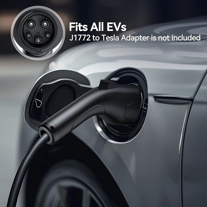 TECKNET EV Charger Level 1&2, 16A Electric Car Charger with NEMA 6-20 Plug, NEMA 5-15 Adapter, 25FT Cable, J1772 Electric Vehicle Charging Equipment Compatible with All EV Models