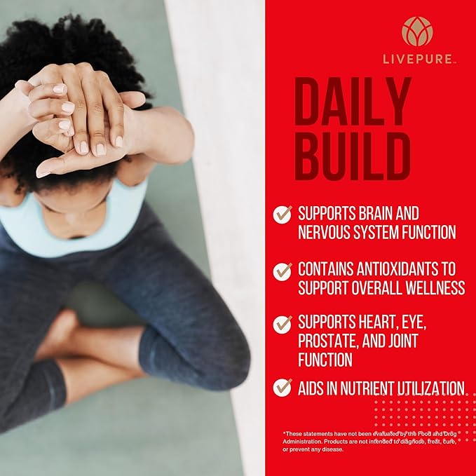 PURE Daily Build | 120 Capsules | Advanced Multivitamin Supplement | Enhanced with Essential Vitamins, Minerals, and Superfruits for Immune Support | Heart Health, Bone Strength, Brain Functionality