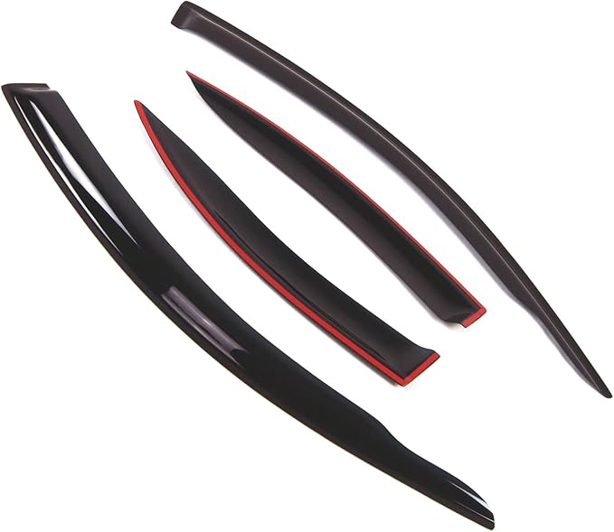 TuningPros Outside Mount Window Vent Visors Rain Guards Compatible with Nissan Sentra 2000-2003 | Side Window Wind Deflectors Rain Shields | Smoke Tinted, 4 Pcs Set, DGWV-355