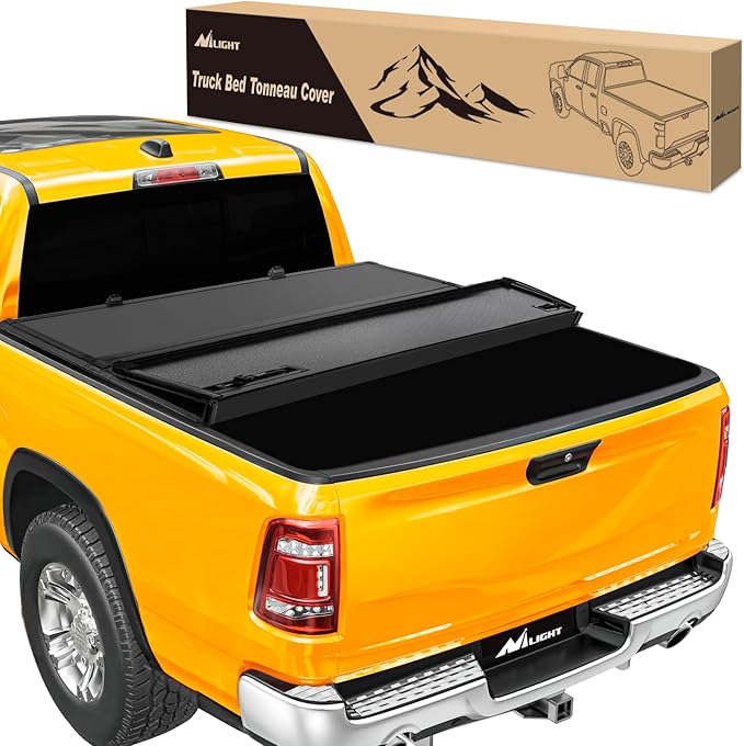 Nilight Truck Bed Tonneau Cover Hard Tri-fold Compatible with 2009-2025 Dodge Ram 1500 2020 2021 2022 2023 2024 2025-5.7ft