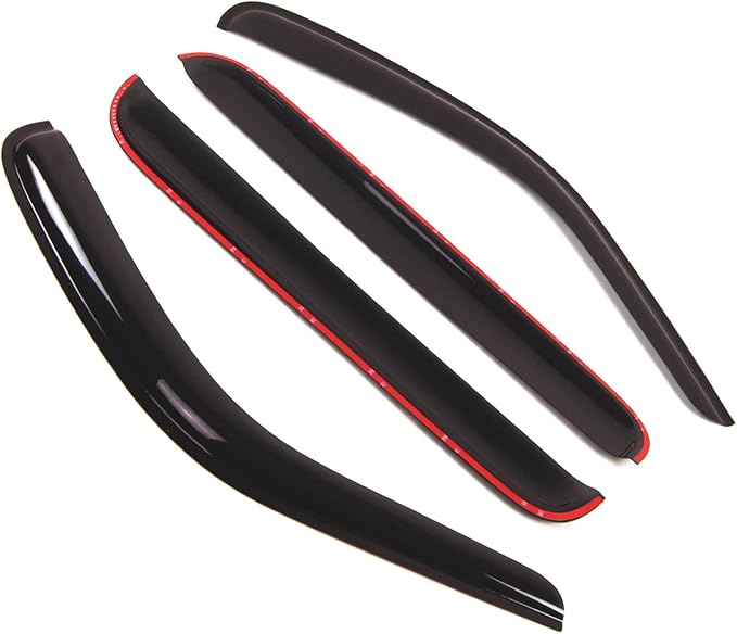 TuningPros Outside Mount Window Vent Visors Rain Guards Compatible with Jeep Liberty 2008-2012 | Side Window Wind Deflectors Rain Shields | Smoke Tinted, 4 Pcs Set, DGWV-274