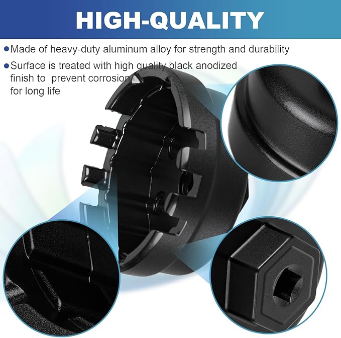 Professional 6 Slots 14 Flutes Oil Filter Wrench for Toyota, 64mm Oil Filter Removal Tool Socket, Oil Filter Cap Wrench for Corolla, Prius, Prius Prime/V, Matrix, CT200h, Scion iM/iQ/xD 1.8L Engine